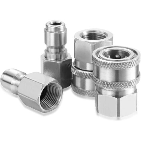 Kit de 4 raccords rapides mâles et femelles en acier inoxydable 3/8 pouce pour nettoyeurs haute pression (1/5)