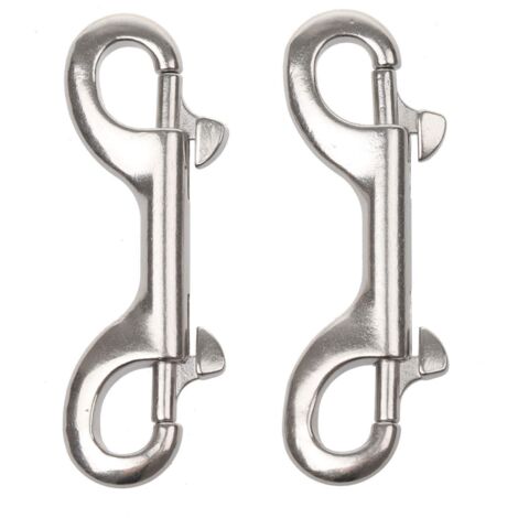 Laisse pour chien à double mousqueton avec boucle à ressort, mousqueton double en alliage de zinc et mousqueton de plongée argenté. (1/5)