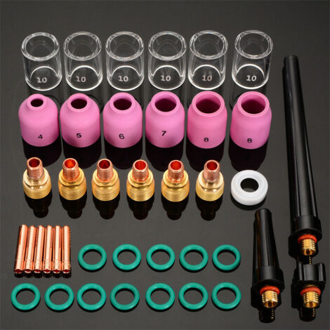 Kit de 40 pièces pour torche de soudage TIG comprenant un mandrin, une lentille à gaz et un godet en verre pour soudage TIG, compatible avec les modèles WP-9/20/ (1/5)