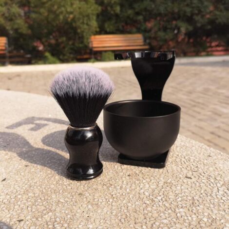 Ensemble de brosses à barbe pour hommes, outil de rasage en mousse, kit de coiffage de barbe 3 pièces, porte-brosse à barbe, outils de coiffage de barbe (1/5)