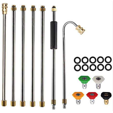 Outils de nettoyage : rallonge pour nettoyeur haute pression, étui pour pistolet de nettoyage de toiture, buse 4000 PSI, 5 buses, haute pression. (1/5)