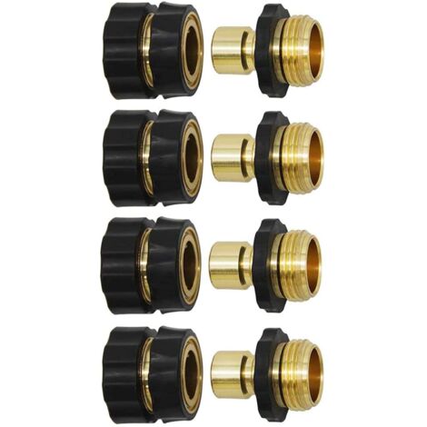 Ensemble de 4 raccords pour tuyau d'arrosage de 3/4 pouce, raccords rapides mâles et femelles. (1/5)