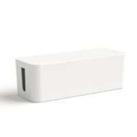 Ahlsen Caja de cables (caja de almacenamiento para cables de carga y regletas, caja cubrecables 40x15,5x13,5cm, pies de goma) blanco