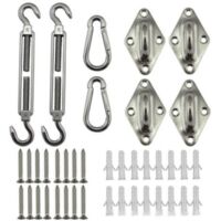 Kit de accesorios para toldos, kit de herrajes de acero inoxidable de alta resistencia para velas de sombra, apto para jardines triangulares y rectangulares, accesorios de fijación para velas de sombr