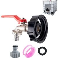 Grifo para lavabo IBC 1000L S60X6 con conexión para manguera de 1/2", adaptador de aluminio para tanque, grifo de jardín con adaptador de plástico para tanque