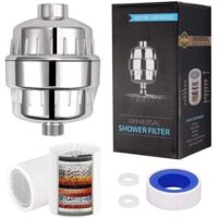 Filtro de ducha de 15 capas, filtro para agua dura, piel y cabello más sanos, elimina el cloro, los metales pesados y otros sedimentos, ablandador de agua con vitamina C
