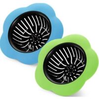 Juego de 2 coladores de silicona para fregadero de cocina, 11,4 cm de diámetro, azul verdoso