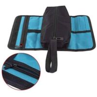 Bolsa de herramientas, bolsa de herramientas enrollable pequeña, bolsa de herramientas de lona, bolsa de almacenamiento con cremallera y hebilla para electricista, fontanero, mecánico