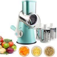 Coupe-légumes manuel Coupe-légumes Râpe à tambour Moulin à fromage avec 3 inserts de tambour en acier inoxydable (bleu) -A..DEBUNS