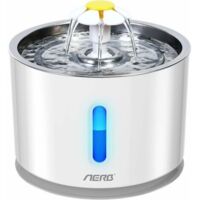 Fontaine à Eau pour Chat et Petit Chien Aerb - Distributeur d'Eau Silencieux avec Filtre à Charbon Actif et Plateau en Acier Inoxydable - Veilleuse à LED..DEBUNS