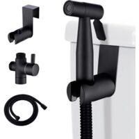 Kit de rociador de inodoro de acero inoxidable, rociador de bidé de mano con presión ajustable, color negro