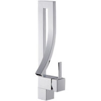 Grifo de baño giratorio de 360°, mezclador monomando de latón para lavabo, estilo moderno, color plateado.
