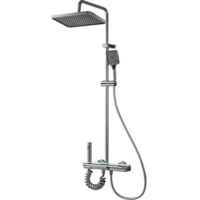 Columna de ducha gris - Columna de ducha de altura ajustable, 4 modos, cabezal de ducha, chorro, grifo, cabezal de ducha