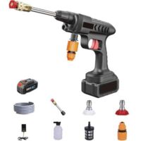 Hidrolavadora inalámbrica de alta presión de 1600 W con batería y pistola de agua para lavar el coche.