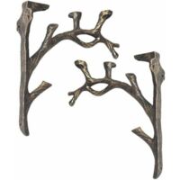 Soportes de estante vintage (2 piezas), hierro fundido, soporte de estante en forma de rama, crea artesanías antiguas, soporte triangular decorativo creativo, estantería de pared, soporte para flores
