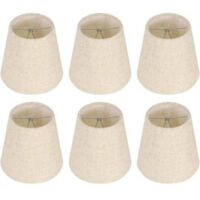 Promoción, Juego de 6 pantallas pequeñas de arpillera con clip para lámpara de mesa y de pie, pantalla de araña nórdica beige de 8,9 x 14 x 13 cm, AAFGVC