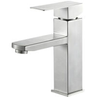 Grifo de baño cuadrado, mezclador de lavabo, grifo de agua fría y caliente, grifo de baño de acero inoxidable (sin tubo de entrada)