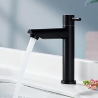 Grifo de baño solo agua fría, grifo de lavabo negro mate, grifo de agua fría de acero inoxidable, estilo moderno, ámbito de aplicación (baño, lavabo, lavabo, inodoro)