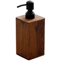Distributeur de savon en bois de noyer, flacon carré de 400 ml avec pompe à liquide, convient pour une utilisation dans la salle de bain et la cuisine.