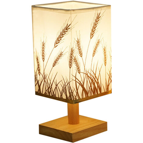 Lampe de Chevet à LED Protection des Yeux, Abat-Jour en Tissu avec USB, Lumière Fixe Moderne pour Chambre ou Bureau, Design Minimaliste Épi de Blé