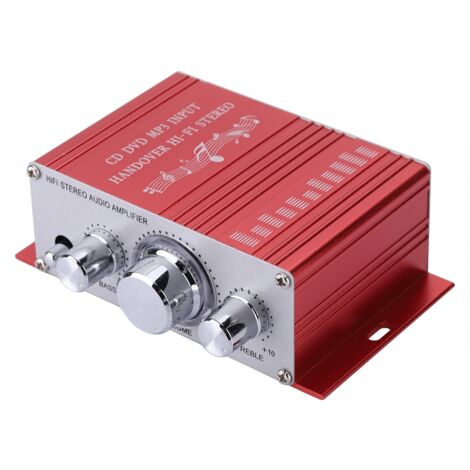 Amplificateur Audio Voiture Mini Numérique Lecteur MP3 FM Hifi CD DVD (Rouge)