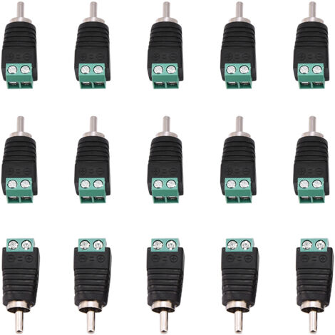 15 Pièces Connecteur RCA Mâle vers Bornier à Vis pour Audio/Video - Adaptateur