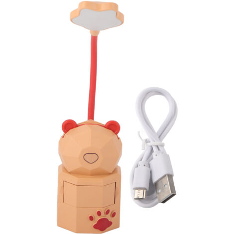 Lampe de bureau LED cartoon, protection des yeux, lumière de lecture, USB, pour chambre et dortoir, jaune
