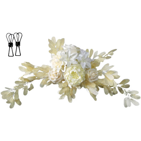 Décoration florale en soie 60x25cm pour mariage - Guirlande de fleurs artificielles pour panneau d'accueil