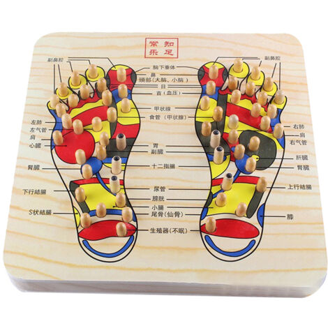 Planche de massage en bois pour pieds - Stimulateur des points d'acupression - Carte de réflexologie plantaire