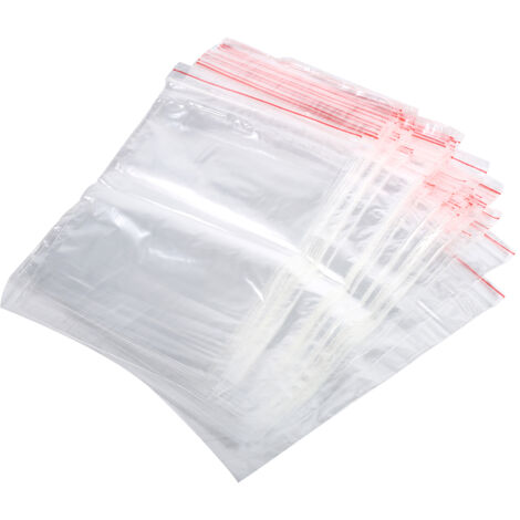 3 Tailles 100Pcs Sacs de Rangement Alimentaire Réutilisables Transparents avec Fermeture Zip pour Bonbons Noix
