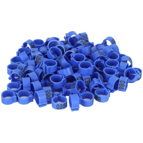 100 Bagues d'Identification Numérotées 001-100 pour Pigeons, 10mm, Bleu - Accessoires Avicoles