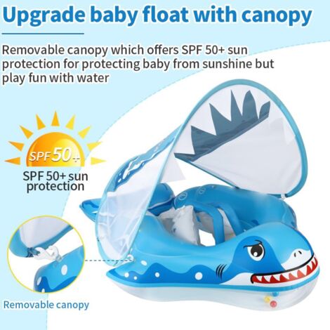 Bouée Bébé Avec Auvent UPF 50+ – Flotteur Gonflable Ajustable, Siège De Sécurité Anti-bascule, Pour 3-36 Mois, Idéal Piscine Plage