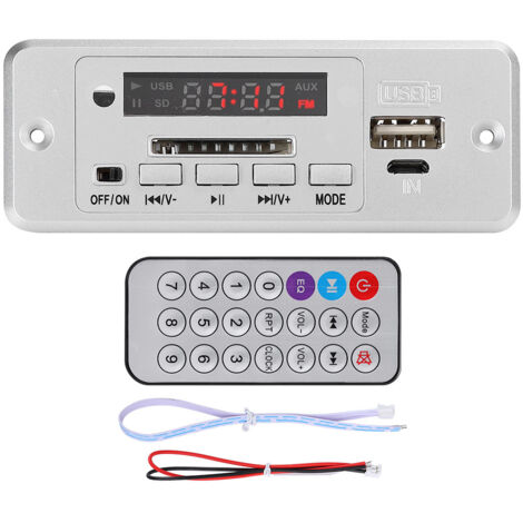 Module Audio MP3 5V avec Amplificateur, Lecteur USB FM Radio, Carte de Décodage Argenté pour Haut-parleurs
