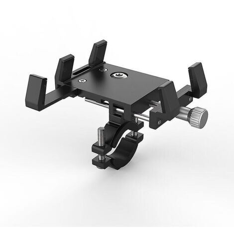 black Bike Phone Holder, Aluminum Alloy Motorcycle Phone Holder Universal Bike Phone Holder Tool-free Installation For Bike 360 Degree Rotation Fo