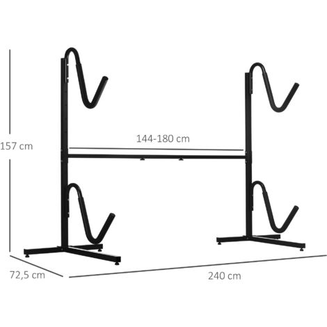 Support de glisse réglable 144-180 cm en métal pour 2 stand-up paddles ...