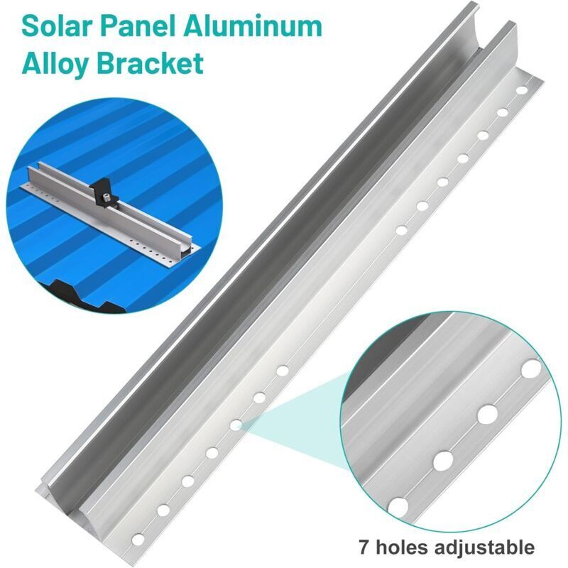 Lot De 6 Supports Solaires Pour Toit Plat 12cm - Kit Montage Panneau Solaire Balcon, Rail Aluminium Avec Pinces Et Patins Antidérapants
