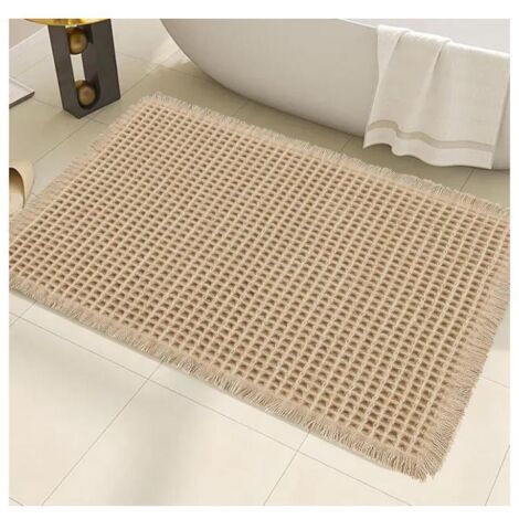 Tapis de Bain gaufré Antidérapant Super Absorbant - Lavable en Machine - Taille adaptée salle de bain (1/5)