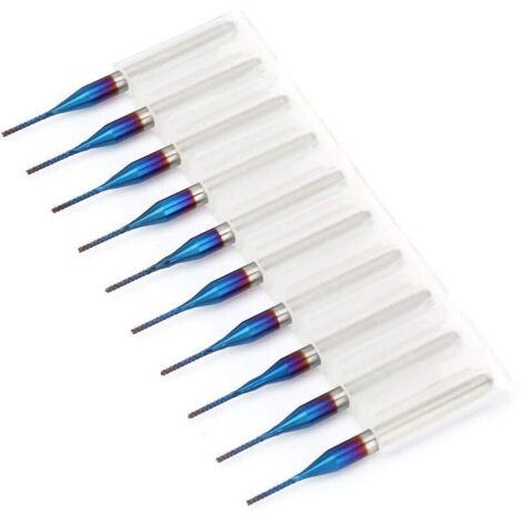 10pcs Cône Fraise en Carbure de Tungstène Bleu Enduit Fraises en Bout pour Machine de Gravure Carte de Circuit Imprimé SCM (0.8mm) (1/5)