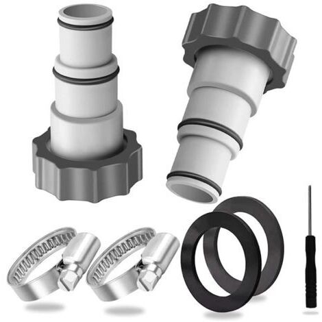 Adaptateur de Tuyau de Piscine A, Adaptateur Tuyau Piscine,raccordement Piscine avec Filetage Interne, adaptateurs de Tuyau de 32/38 mm compatibles avec la Piscine Intex (2PCS) (1/5)