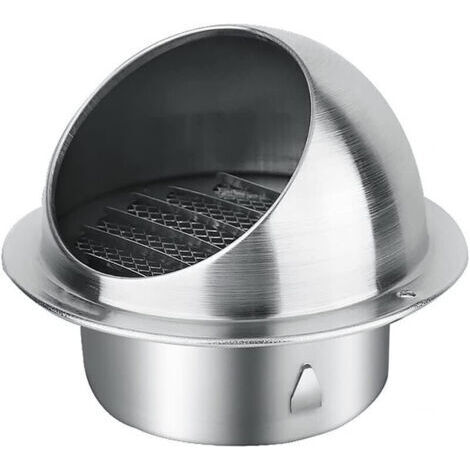 Grille d'aération ronde en acier inoxydable 80 mm – Couvercle à rabat pour ventilation extérieure – Protection contre débris et parasites