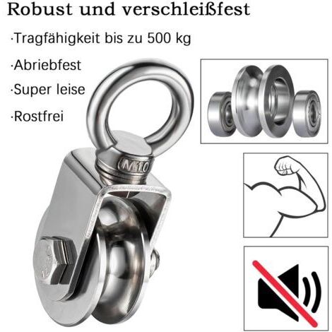 Lot De 2 Poulies Acier 88mm à œillet - Guidage 360° Pour Câble - BAYLI