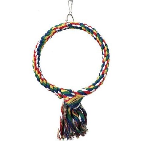 N/4 Support en Corde de Coton pour Perroquet, Jouet de Décoration pour Cage, Perchoir Suspendu pour Perruches Ondulées, Jouet à Mâcher, Balançoire pour Perroquet, Perchoir Circulaire pour Perroquet (1/5)