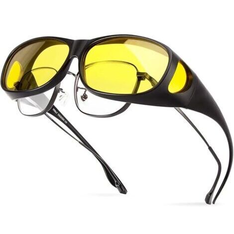Lunettes de nuit polarisées, protection anti-reflet pour homme et femme, lunettes polarisées enveloppantes pour conduite, pêche, golf (lentille de vision nocturne) (1/3)