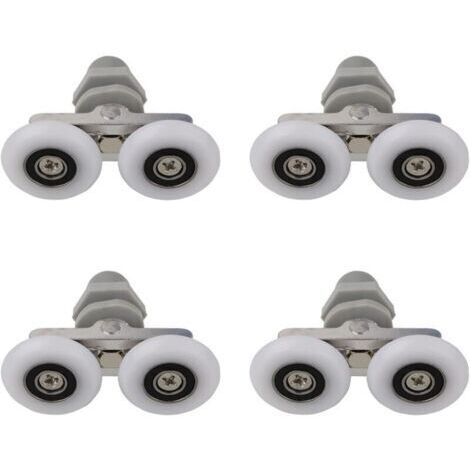 Roulettes Doubles pour Porte de Douche Roulettes pour Porte de Douche Roulettes Coulissantes Porte Salle de Bain Douche Rouleau de Douche de Rechange,Pièces de rechange pour salle de bain 23mm 4 PCS (1/4)