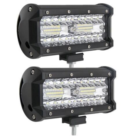 120W Phares de Travail LED 7 Inch- Projecteur Étanche IP65 Spot Flood Pour Voiture, Camion, VTT/VUS, Bateau - 2pcs (1/5)