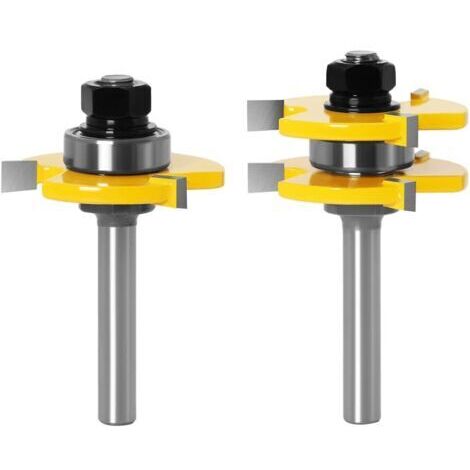 8mm Queue Routeur à Rainure, Jeu de 2 Fraises à Rainurer Routeur Bits Outils de Menuiserie Fraise de Rainure en T à 3 Dents pour Travail Coupe du Bois (1/5)