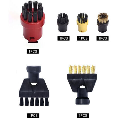 Lot de 6 Accessoires pour Nettoyeur Vapeur Karcher Easyfix SC1 SC2 SC3 SC4 SC5 Kit, Comprenant Brosses Accessoire Nettoyeur Vapeur, Brosse Pièces de Rechange (1/5)