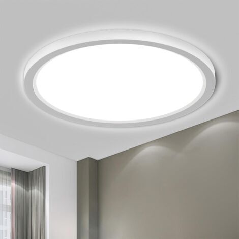 Plafonnier LED, Lampe de Salle de Bain Étanche IP44 Ronde Plate 18W 6000K 1980LM Lampe Simple Moderne Mince pour Salon Chambre Cuisine Balcon Couloir Sous-Sol Bureau, 220  2mm [Classe énergétique E] (1/5)