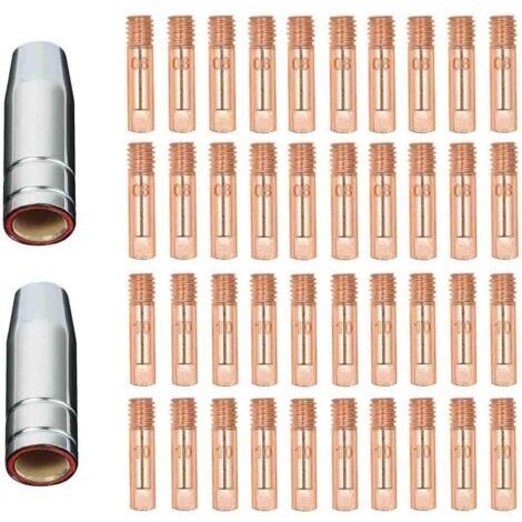 Kit de 42 pièces Reboot MB15/15AK - Consommables pour Torche de Soudage MIG/MAG - Porte-Buse, Buses de Gaz, Buses de Contact 0,8/1,0 mm