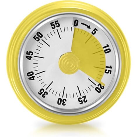Minuteur Visuel, Minuteur pour Cuisine avec Base Magnétique Compte à Rebours de 60 Minutes Horloge Mécanique sans Piles Outil, Jaune (1/5)